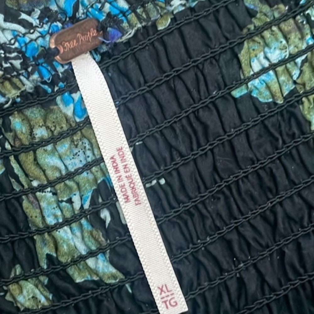Free People Bluebell Boho Maxi Dress Ribbon Straps Floral Cool Combo - Picture 15 of 16